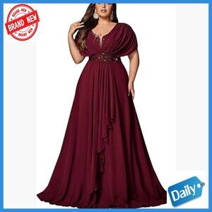 Plus Size Sequin Maxi Dress Formal Evening Party Gown A-Line